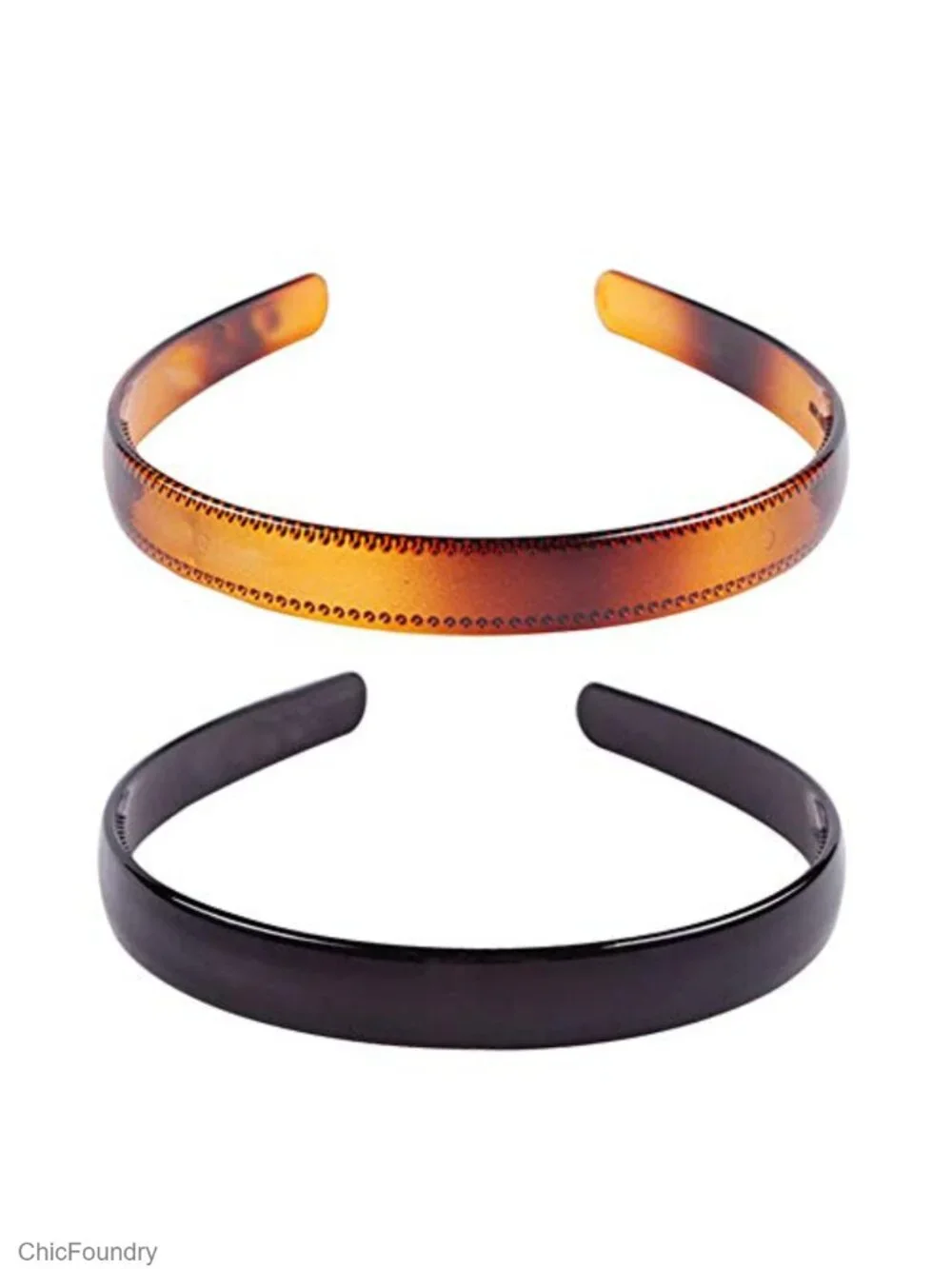 Set of 2 Plastic Headbands for Women, Fine Tooth Hair Hoop, One Size